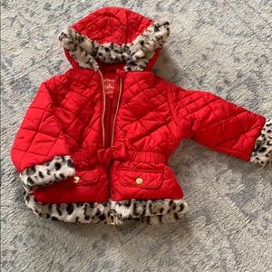 Girls size 24mo/2t red and cheetah winter coat